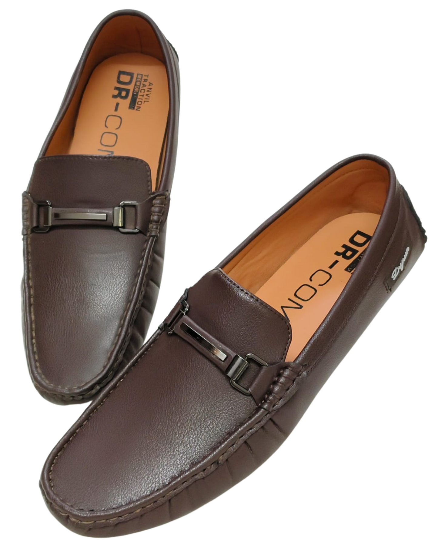 Brown Plain Leather Loafers