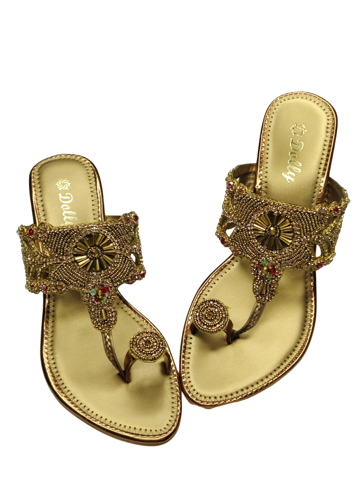 Women Gold Ethnic Slip Ons