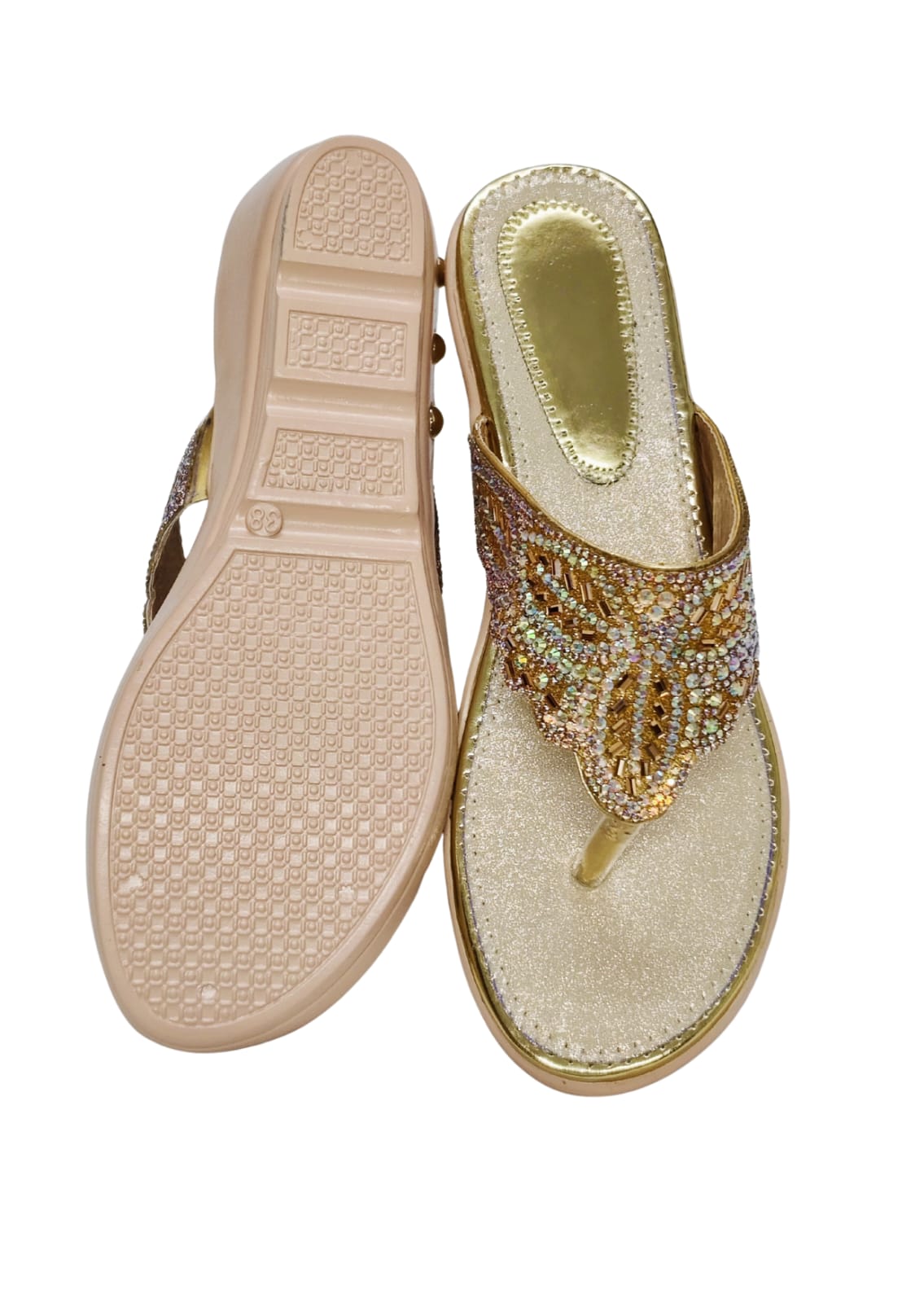 Women Gold Ethnic Slip Ons