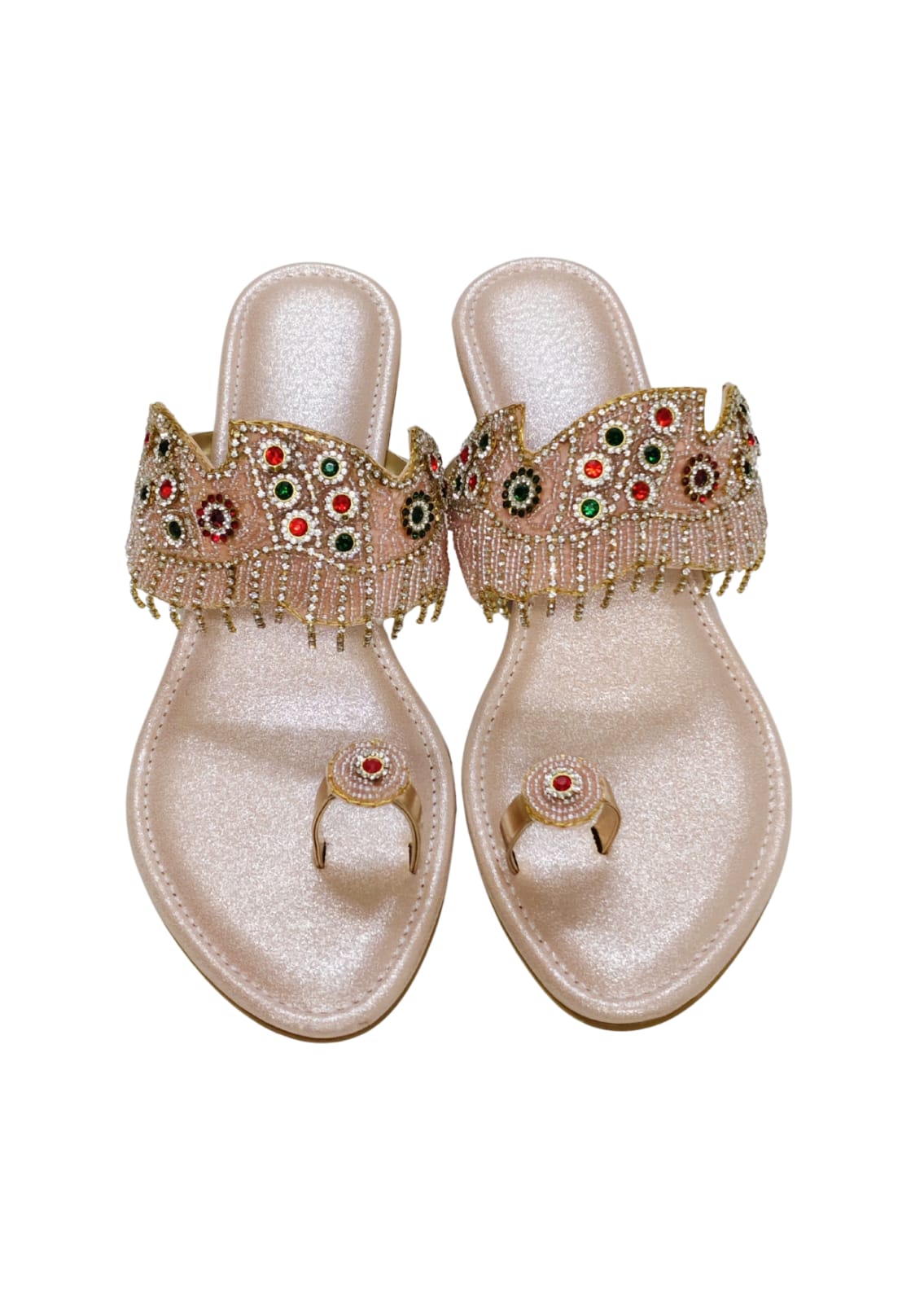 Women Pink Ethnic Thumb Slip Ons