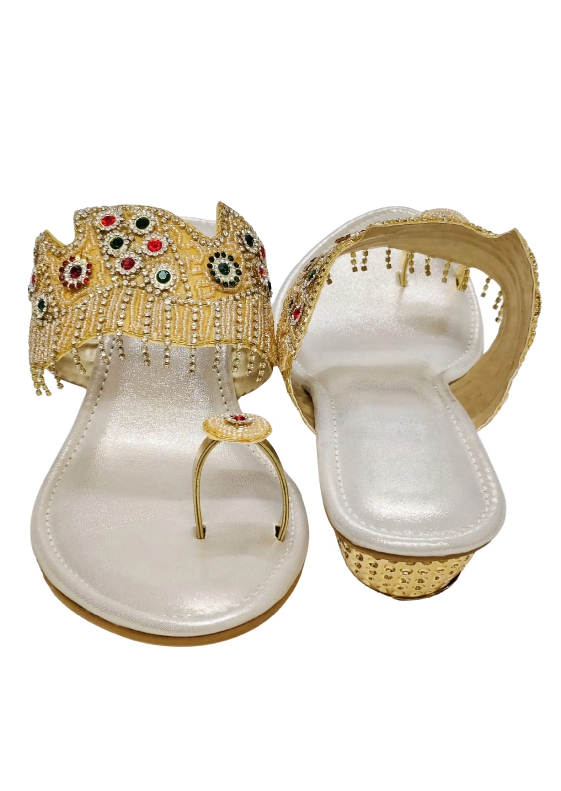 Women Gold Ethnic Thumb Slip Ons