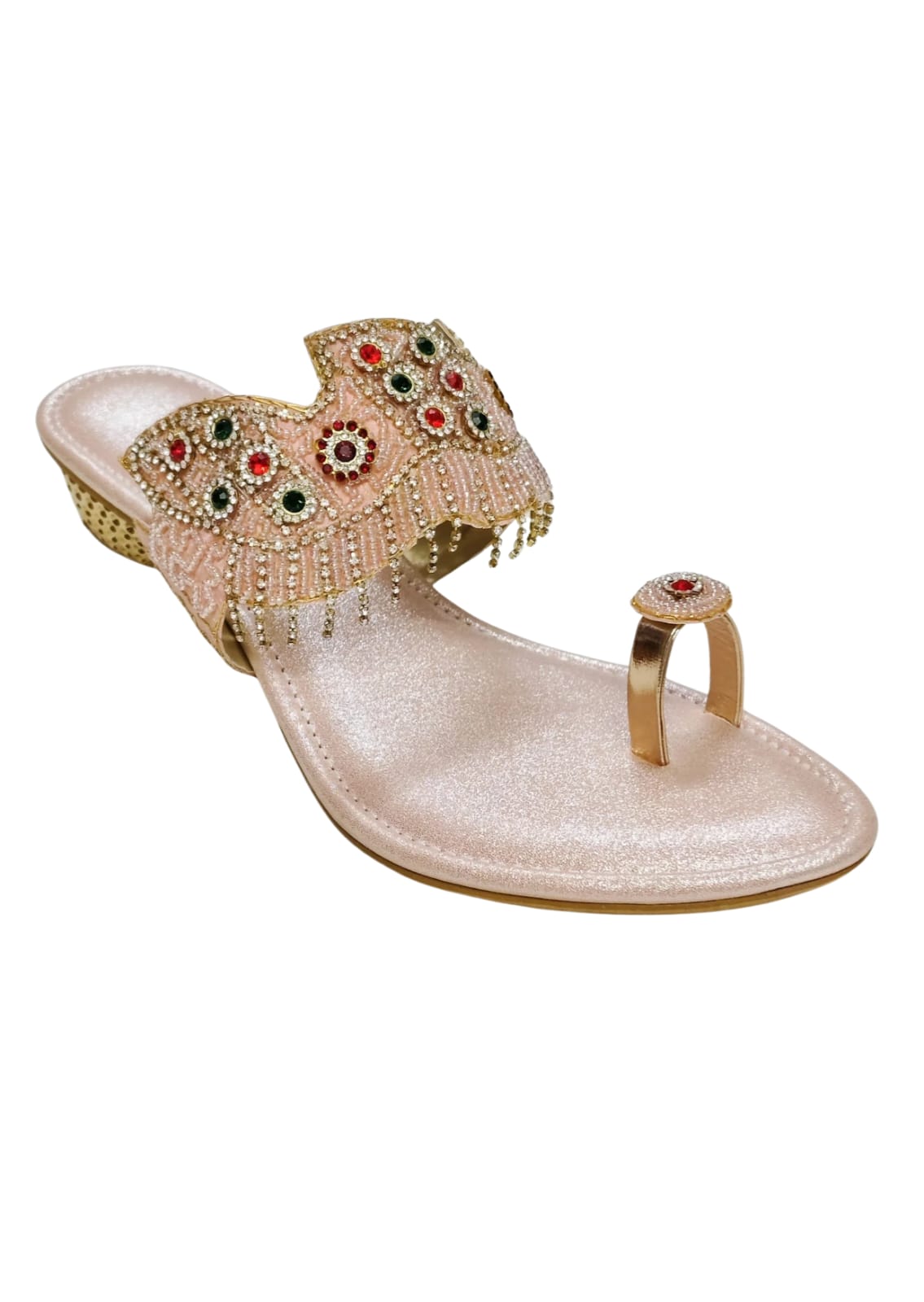 Women Pink Ethnic Thumb Slip Ons