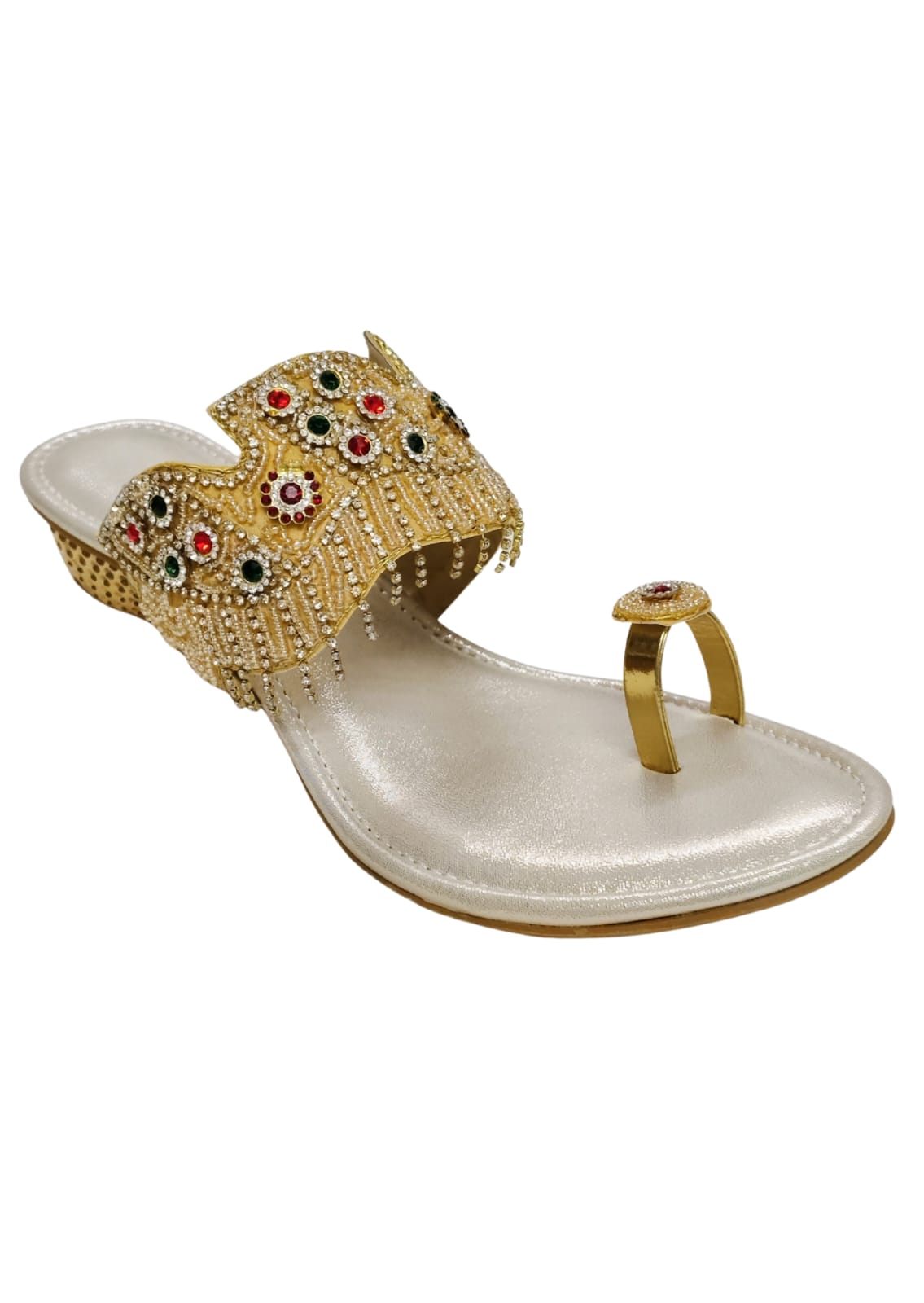Women Gold Ethnic Thumb Slip Ons