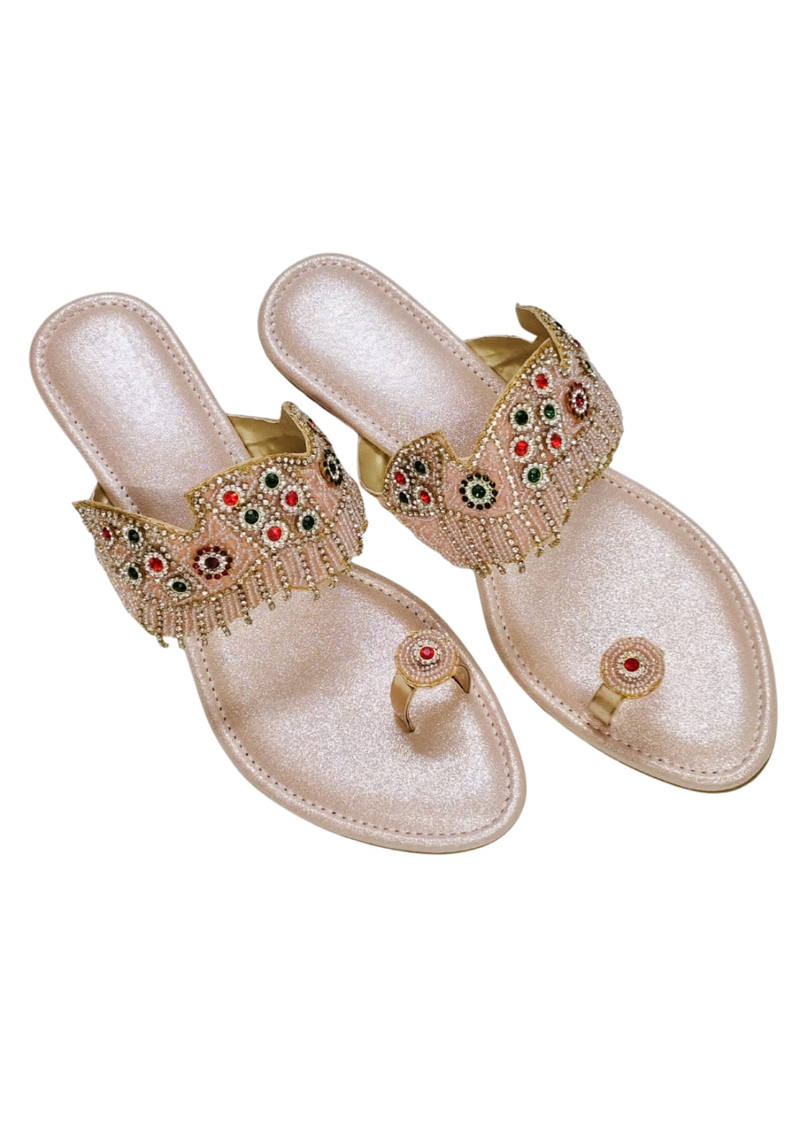 Women Pink Ethnic Thumb Slip Ons