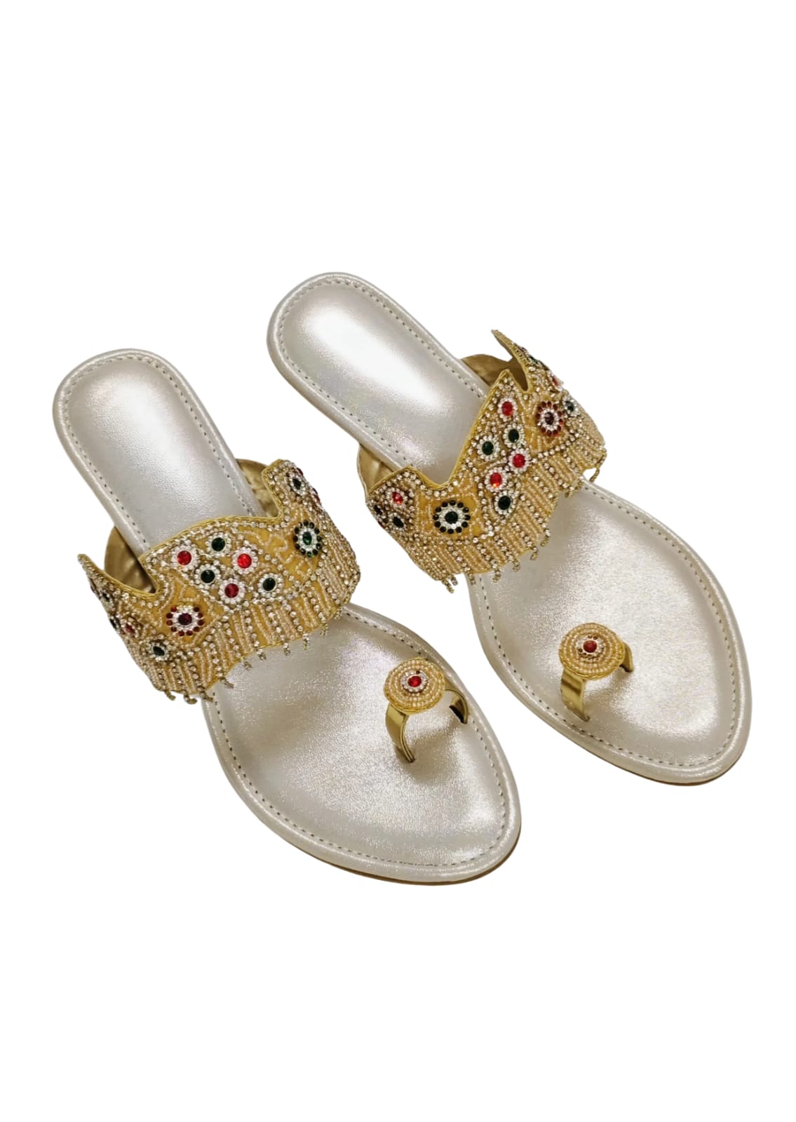 Women Gold Ethnic Thumb Slip Ons
