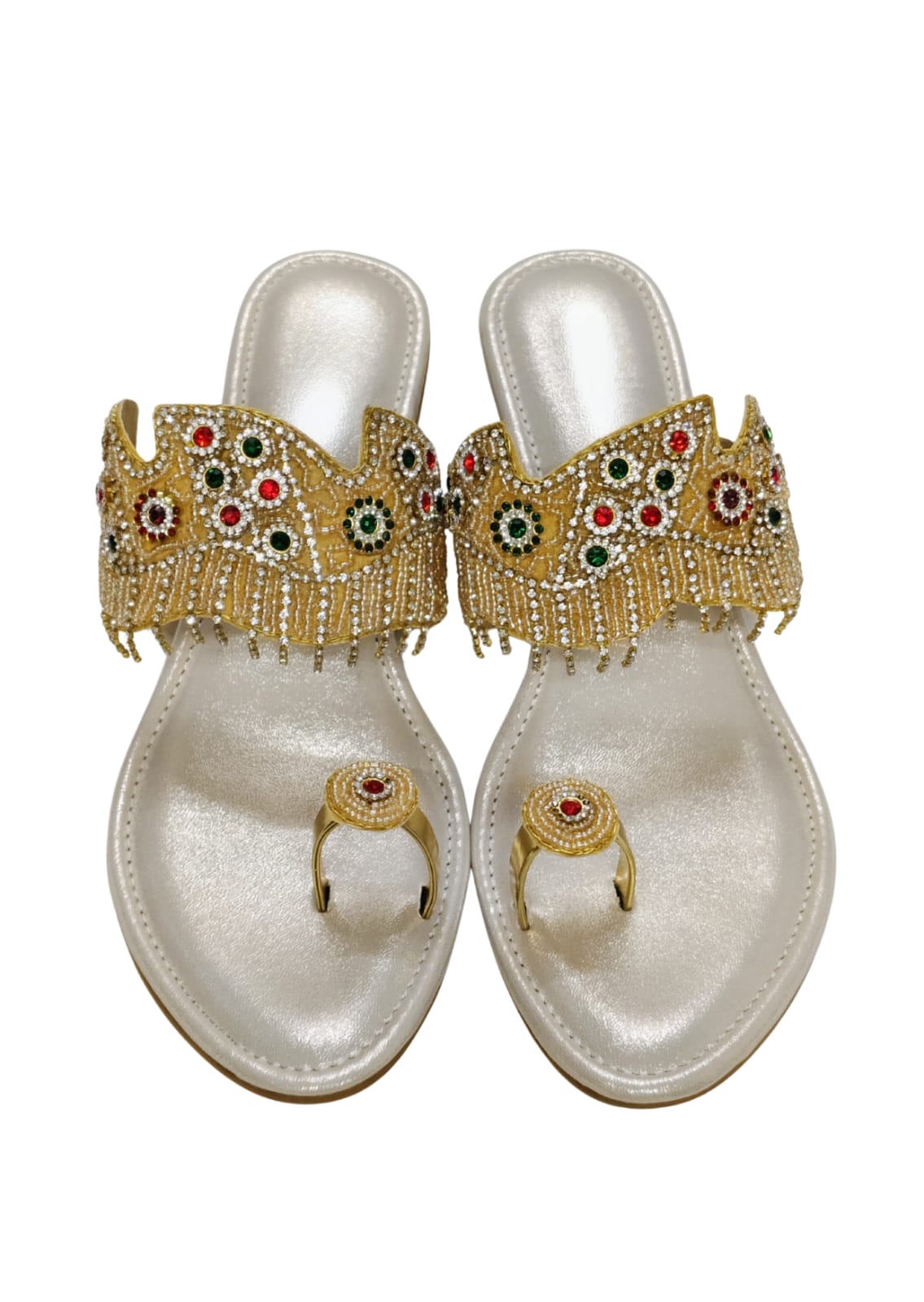 Women Gold Ethnic Thumb Slip Ons