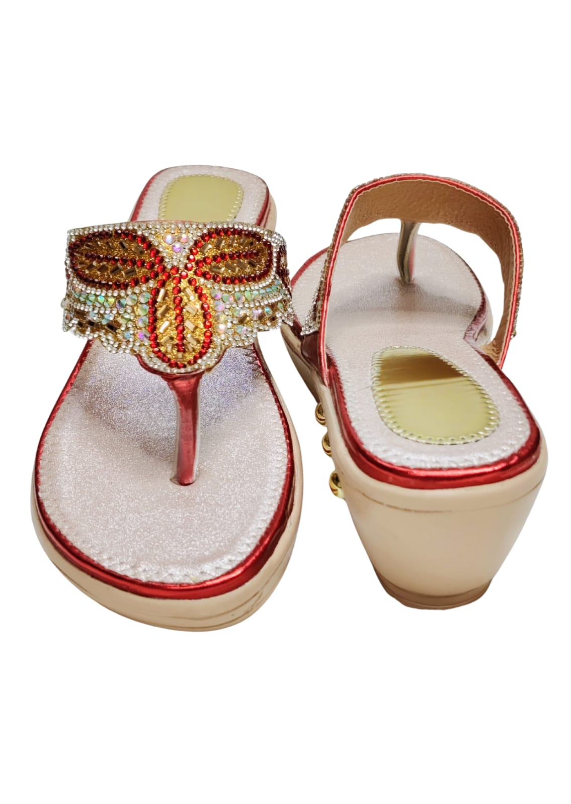 Women Red Ethnic Slip Ons