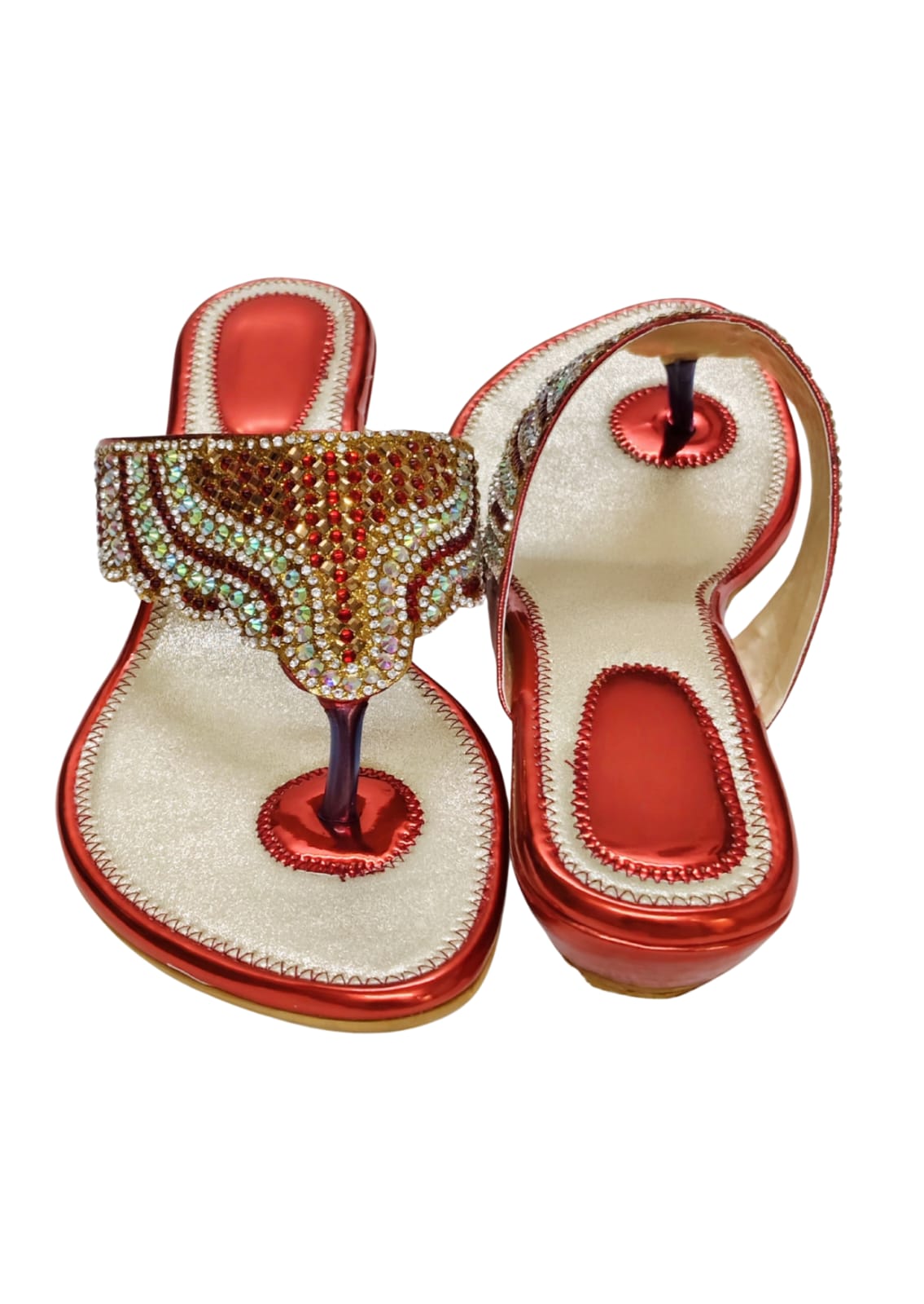 Women Red Ethnic Slip Ons