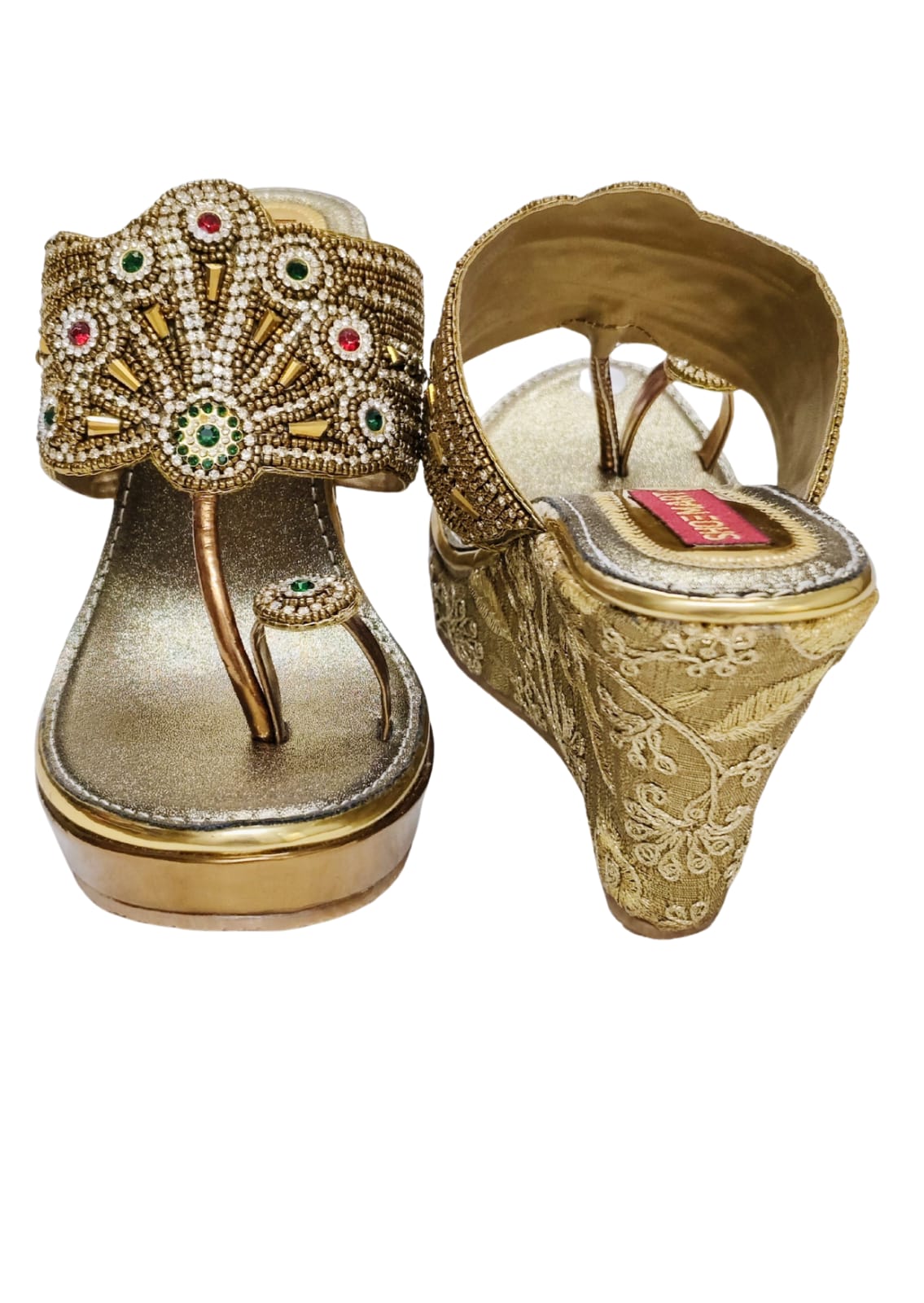 Women Gold Ethnic Thumb slip Ons