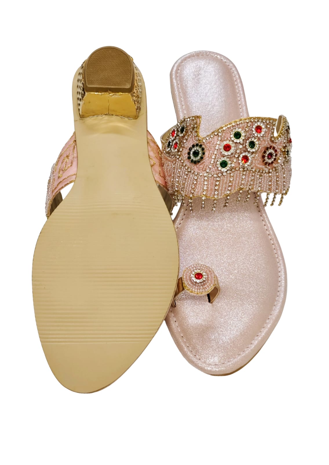 Women Pink Ethnic Thumb Slip Ons