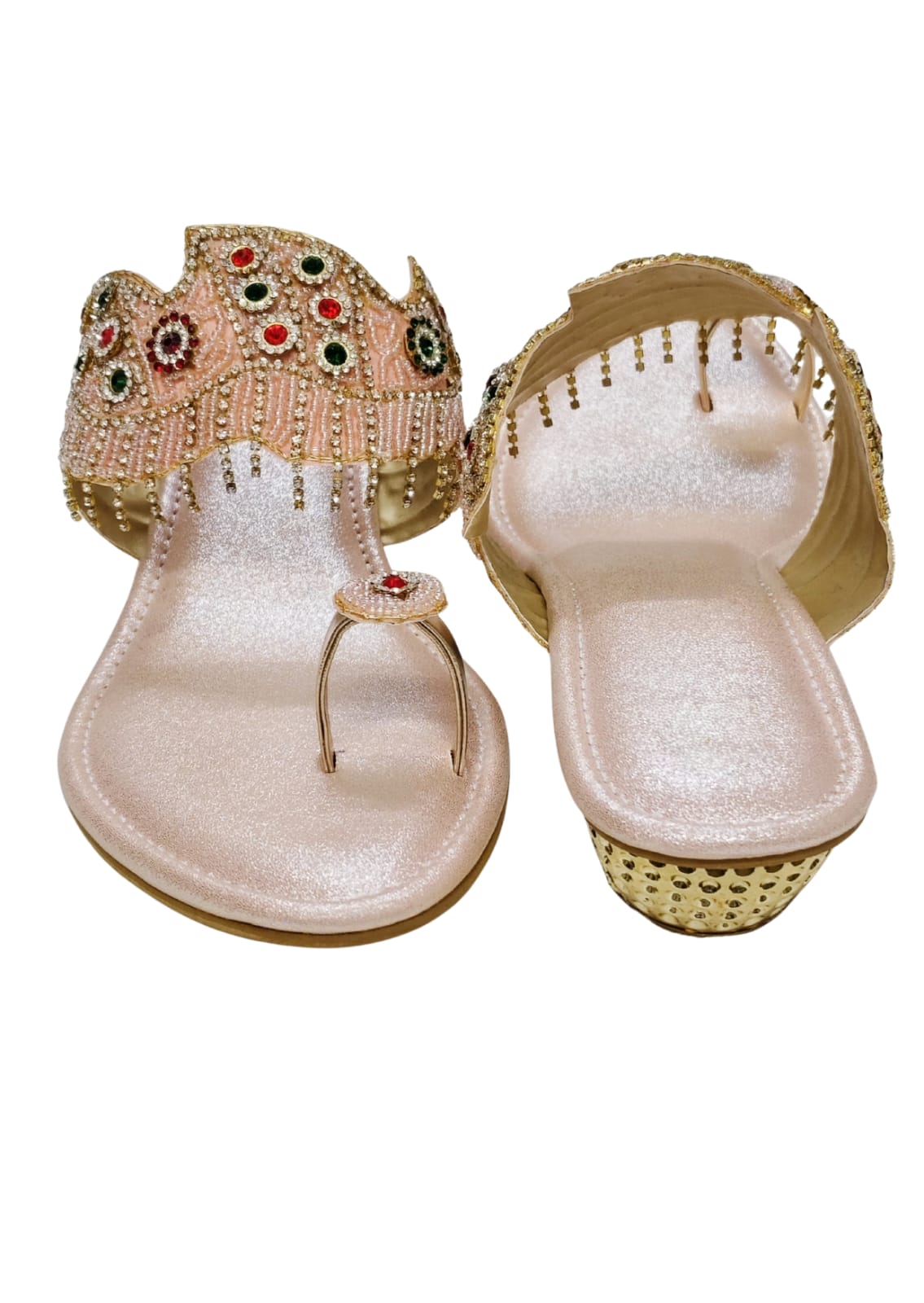 Women Pink Ethnic Thumb Slip Ons