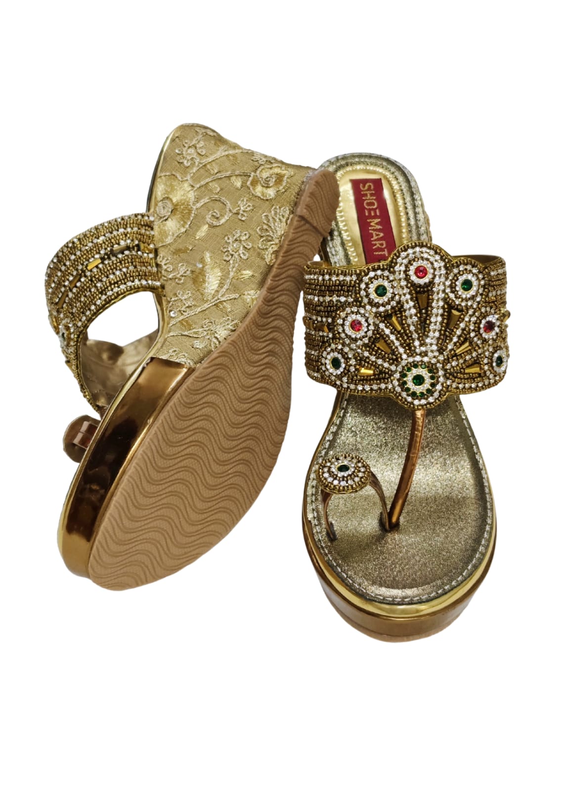 Women Gold Ethnic Thumb slip Ons