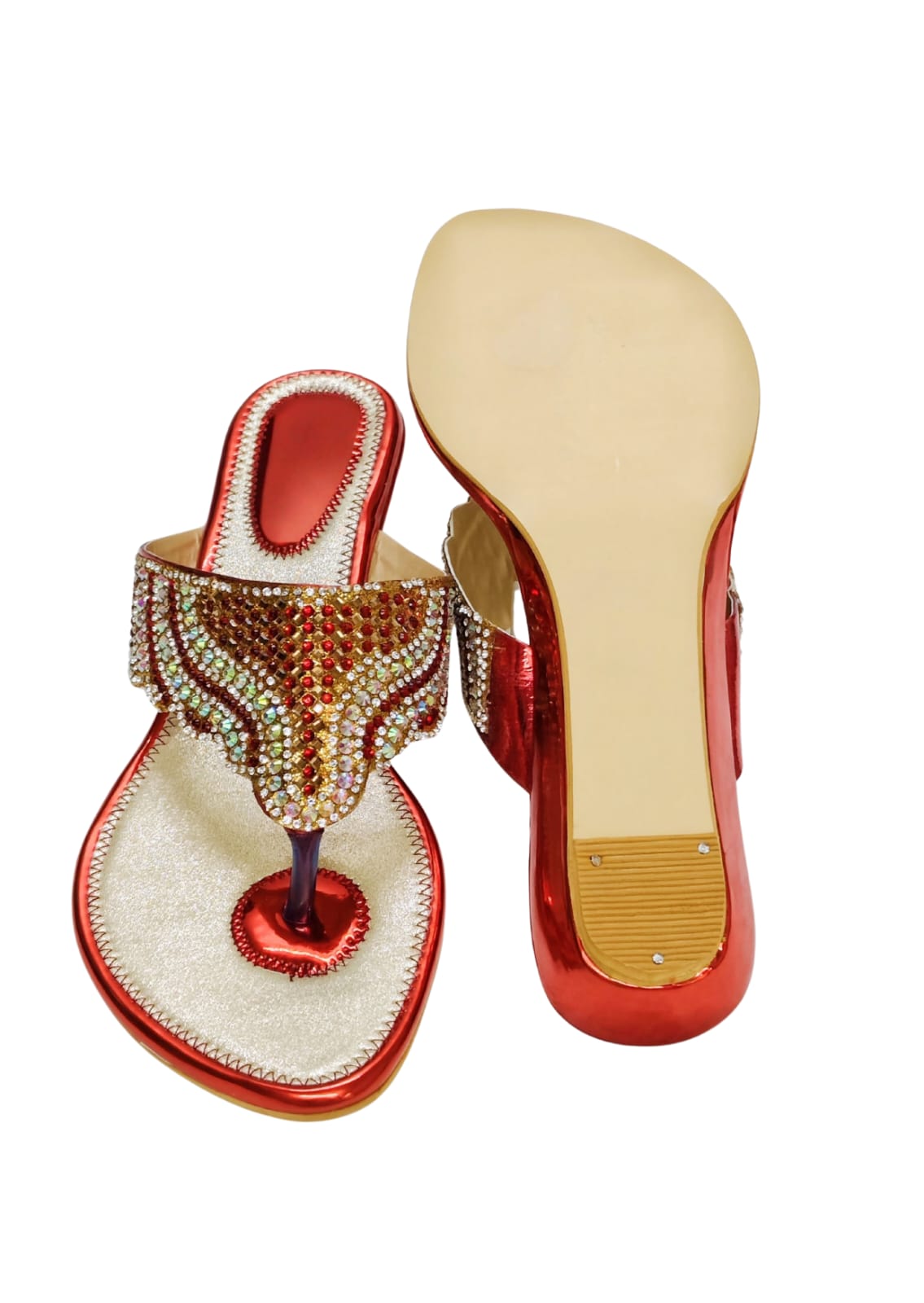 Women Red Ethnic Slip Ons