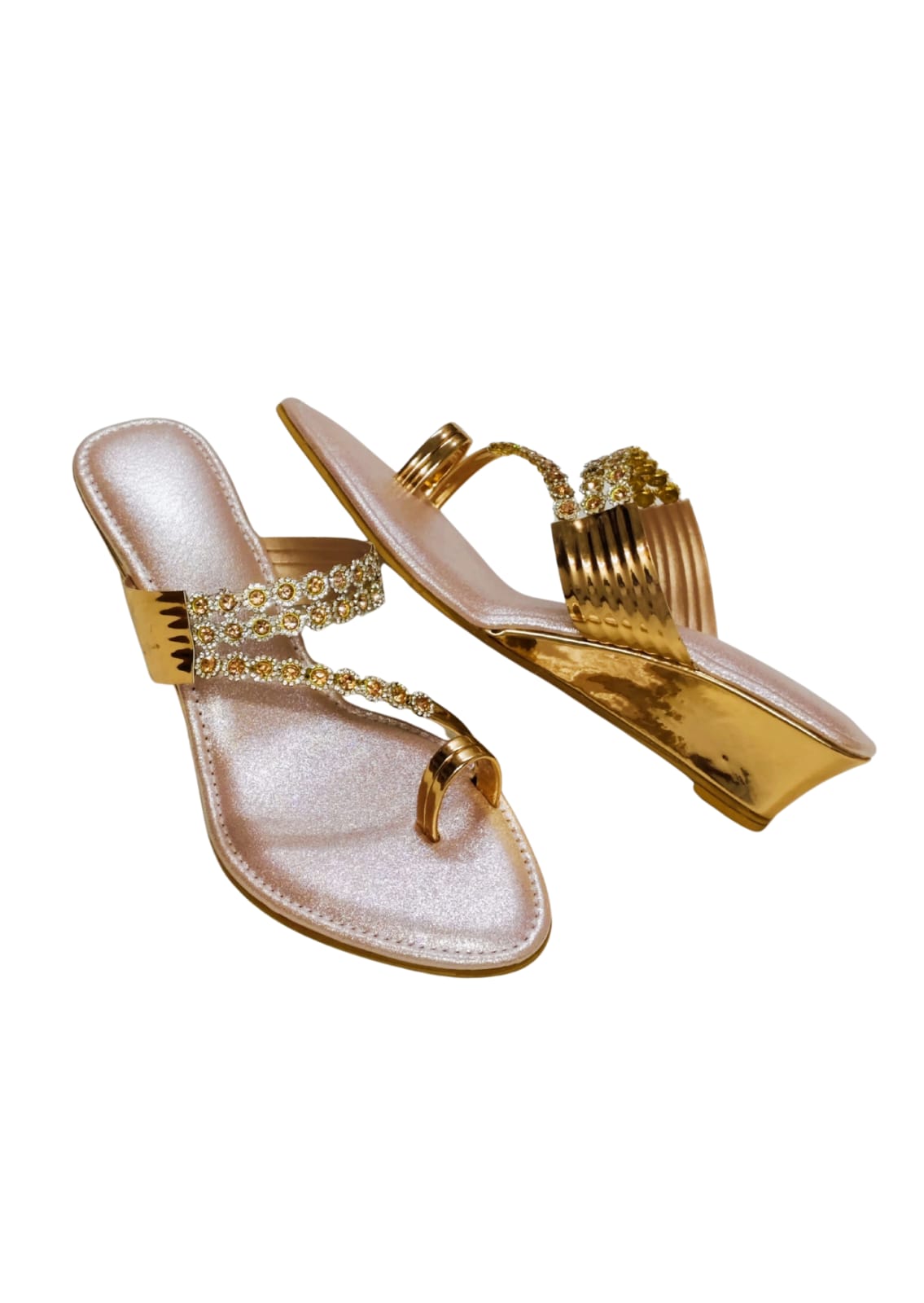 Women Pink Ethnic Thumb Slip Ons