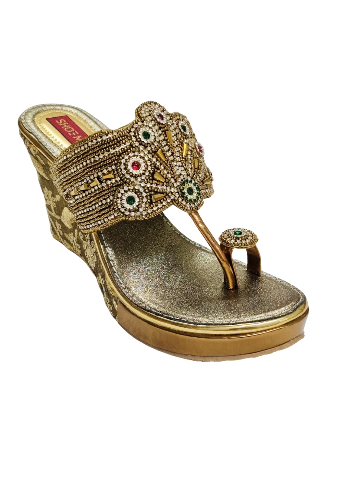 Women Gold Ethnic Thumb slip Ons