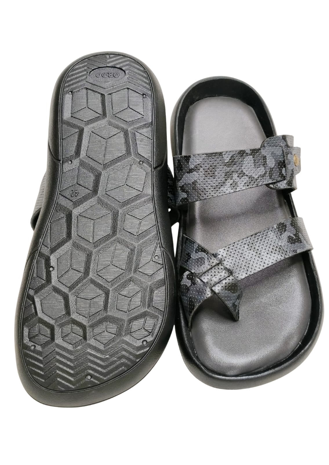 Men Grey Double Belt Chappal