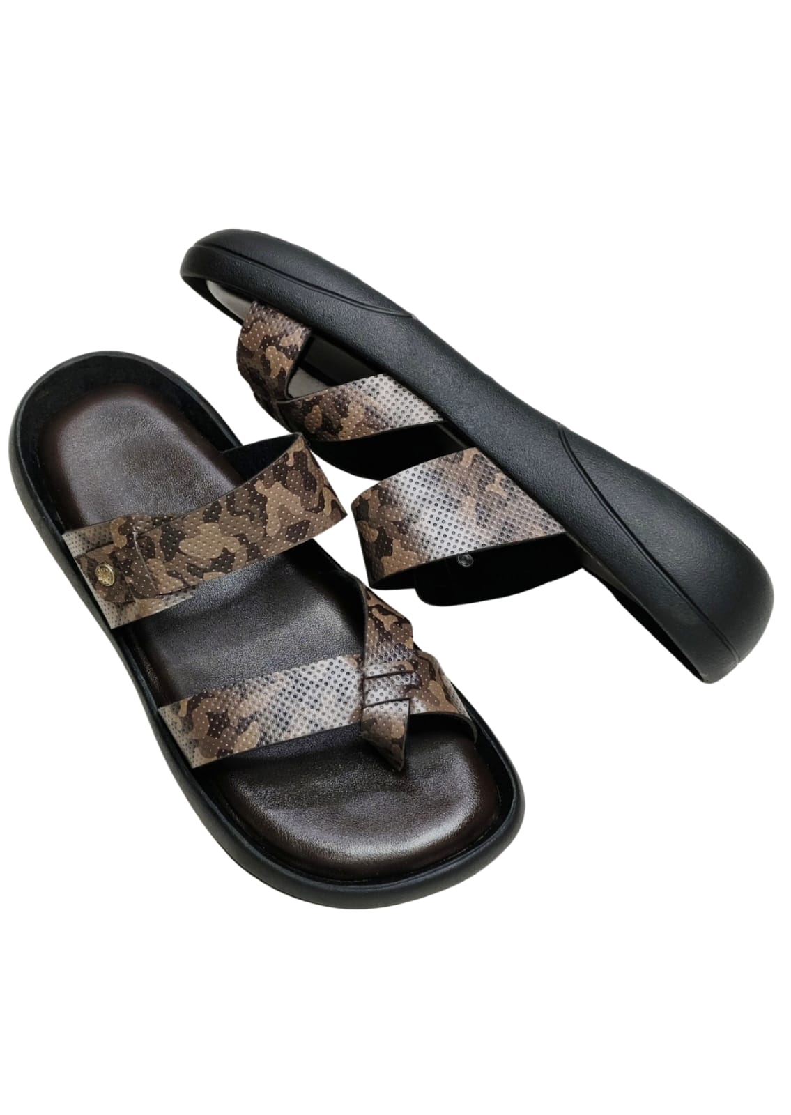 Men Brown Double Belt Chappal