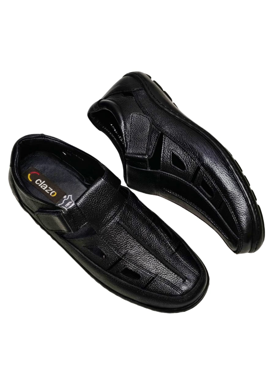 Men Black Leather Bantoo Shoes
