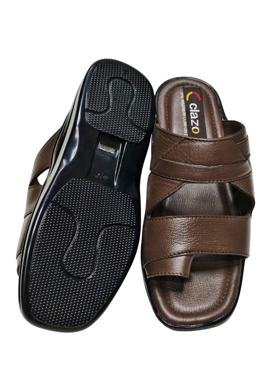 Men Brown Double Belt Chappal