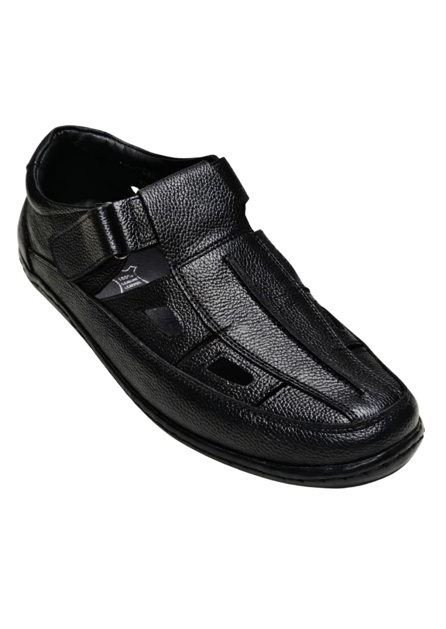 Men Black Leather Bantoo Shoes