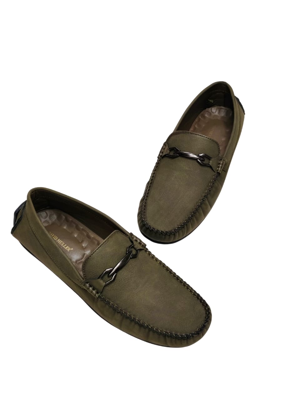 Men Olive Loafers