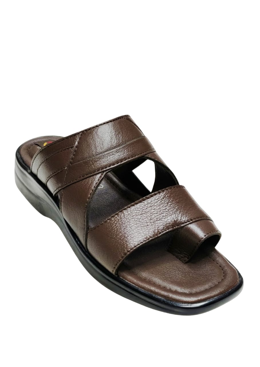 Men Brown Double Belt Chappal