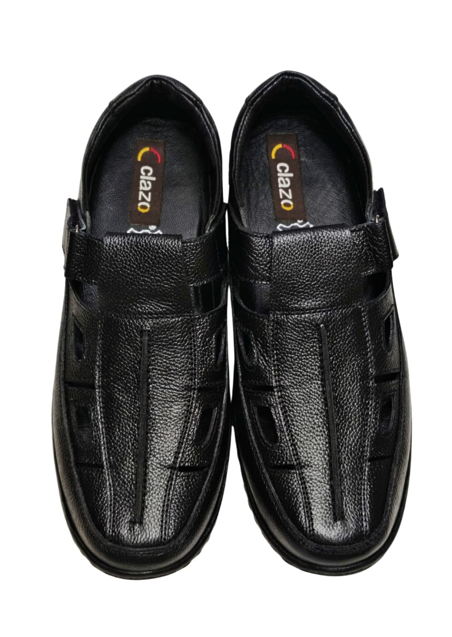 Men Black Leather Bantoo Shoes