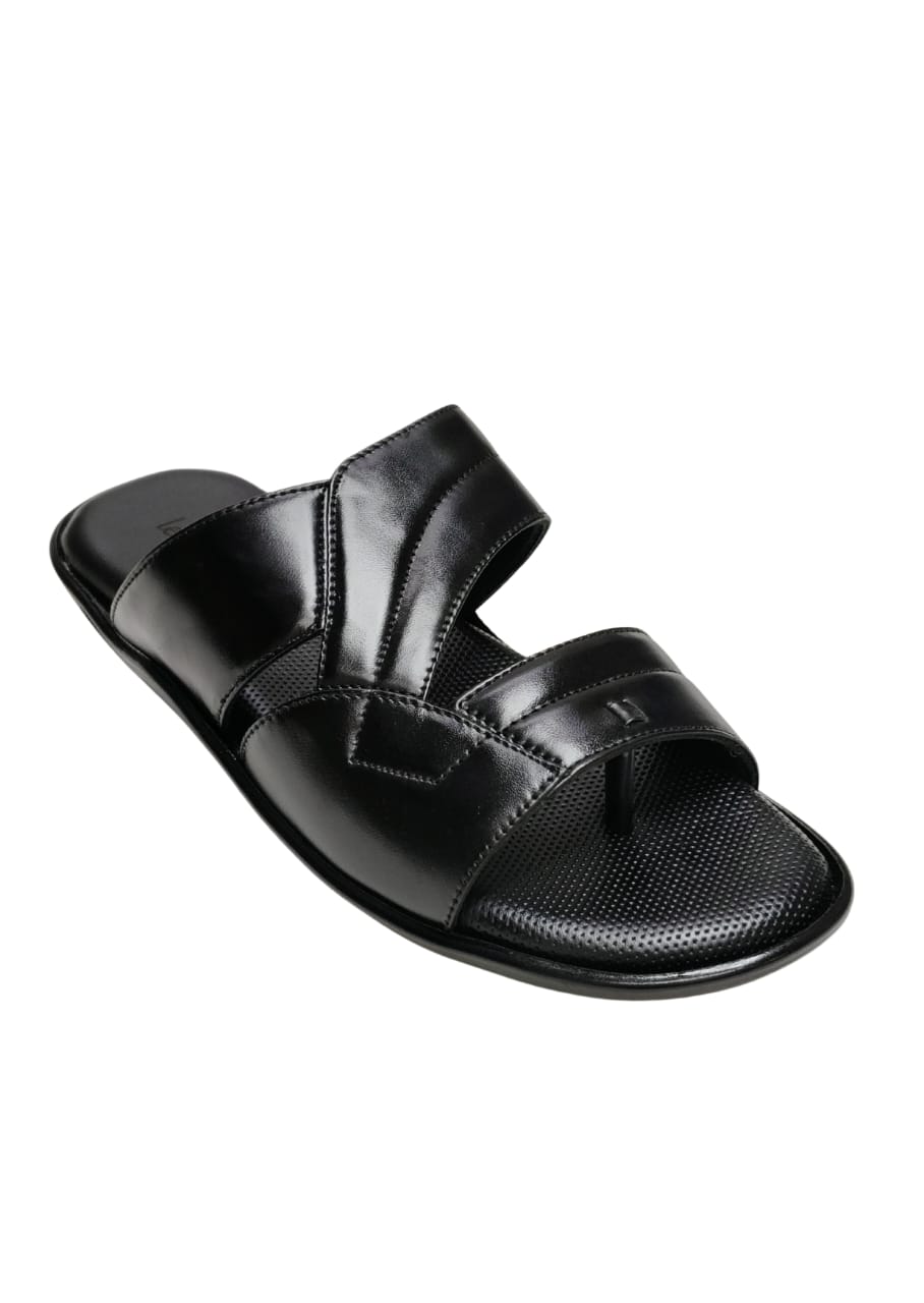 Men Black Leather Chappal