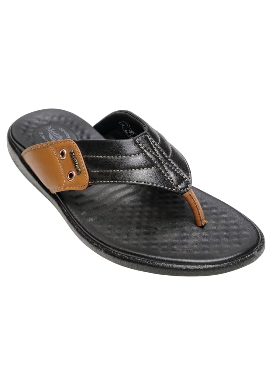 Men Black Comfort Chappal