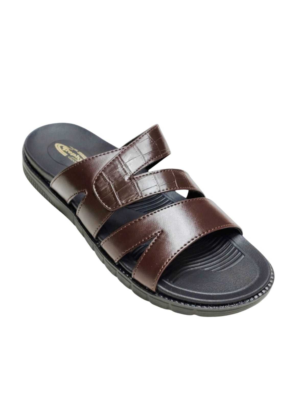 Men Brown Double Belt Chappal