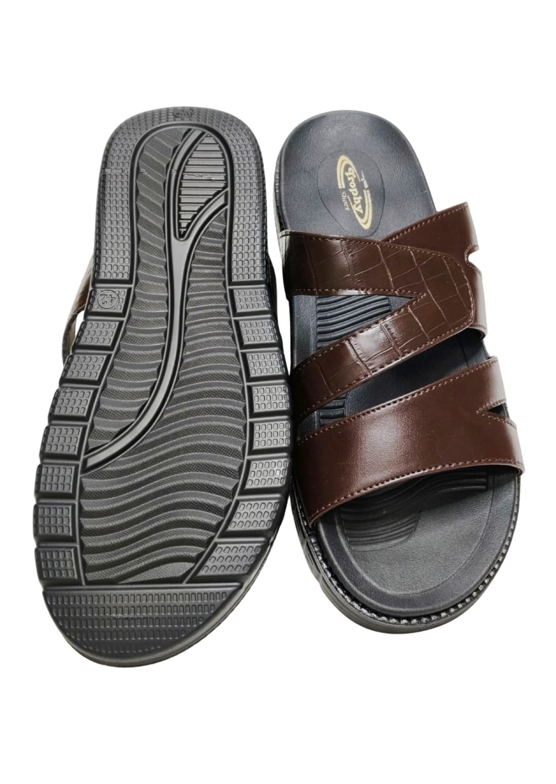 Men Brown Double Belt Chappal