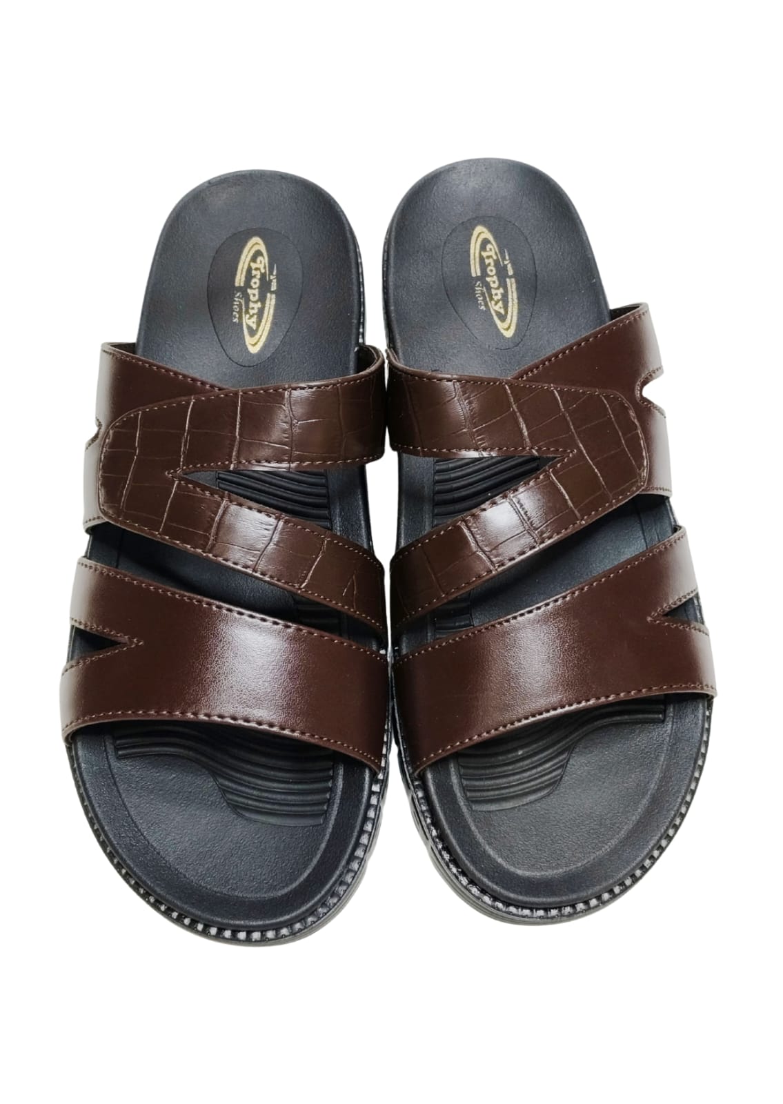 Men Brown Double Belt Chappal