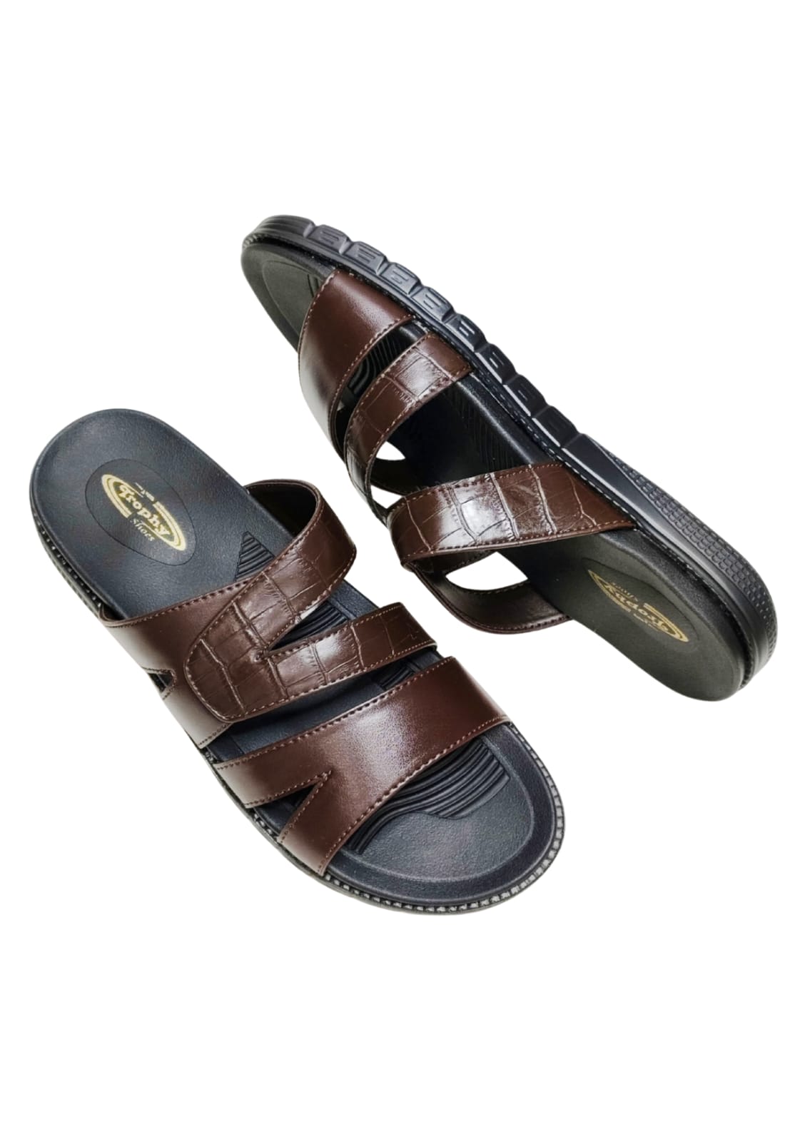 Men Brown Double Belt Chappal