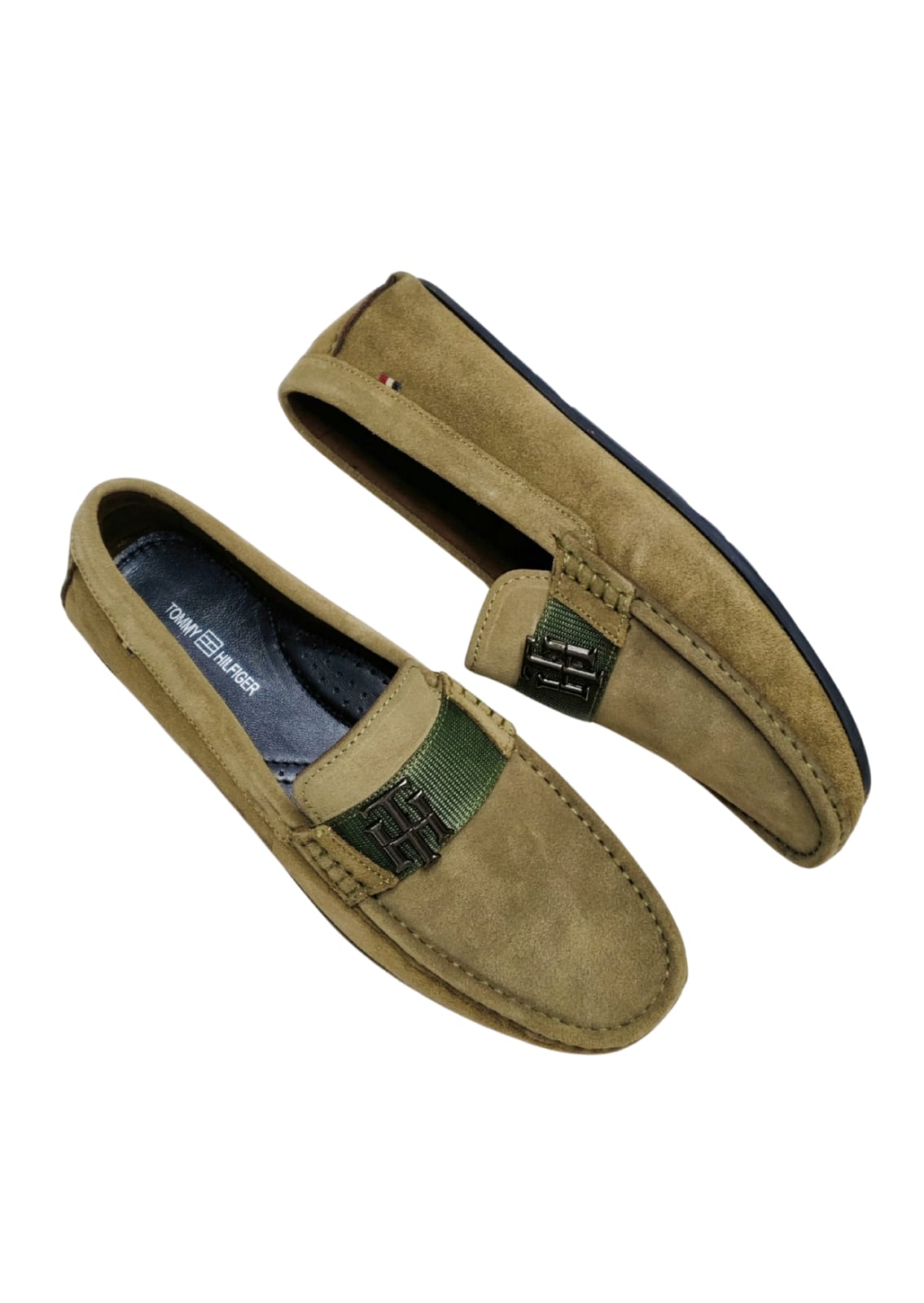 Men Olive Leather Loafers