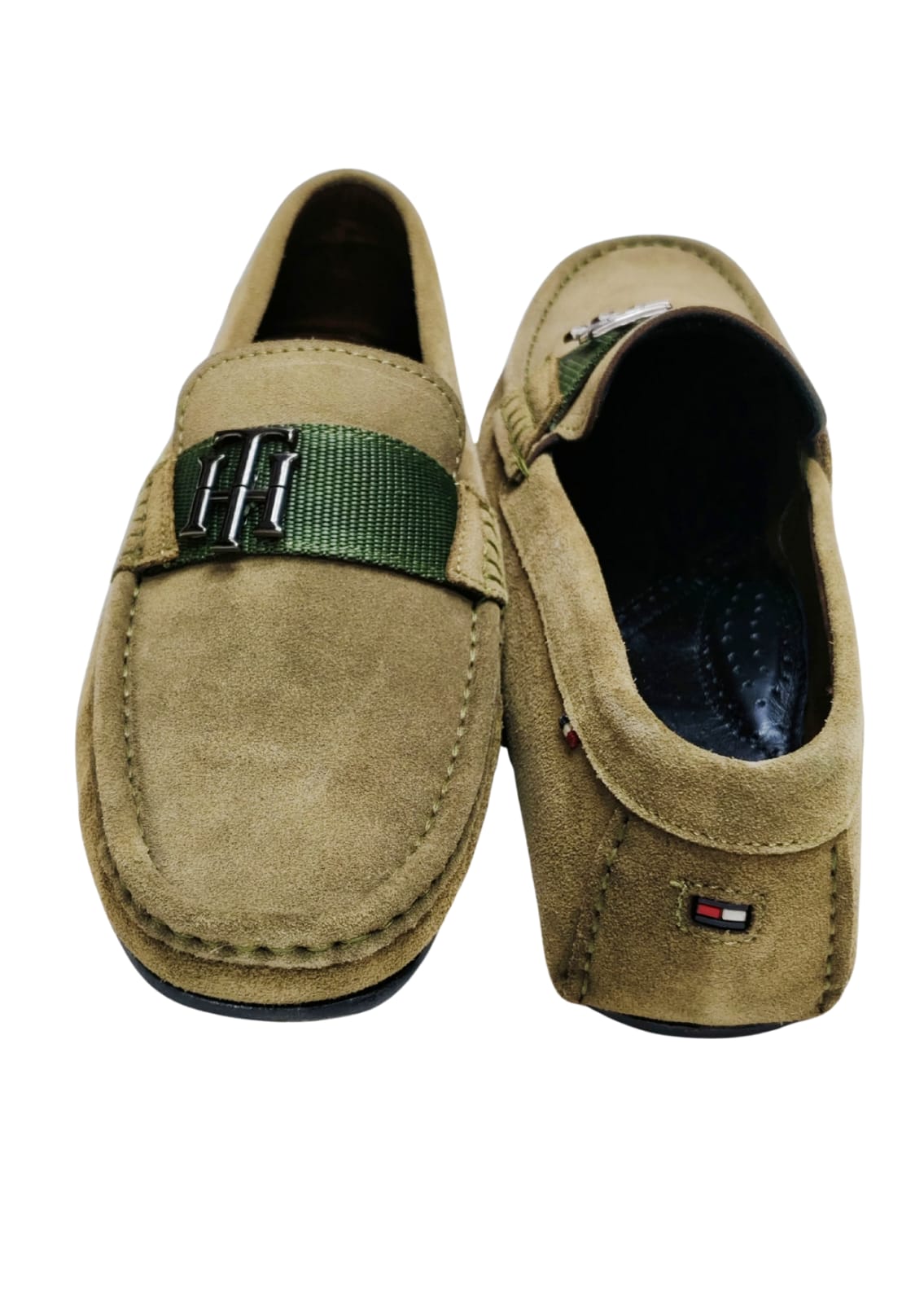 Men Olive Leather Loafers