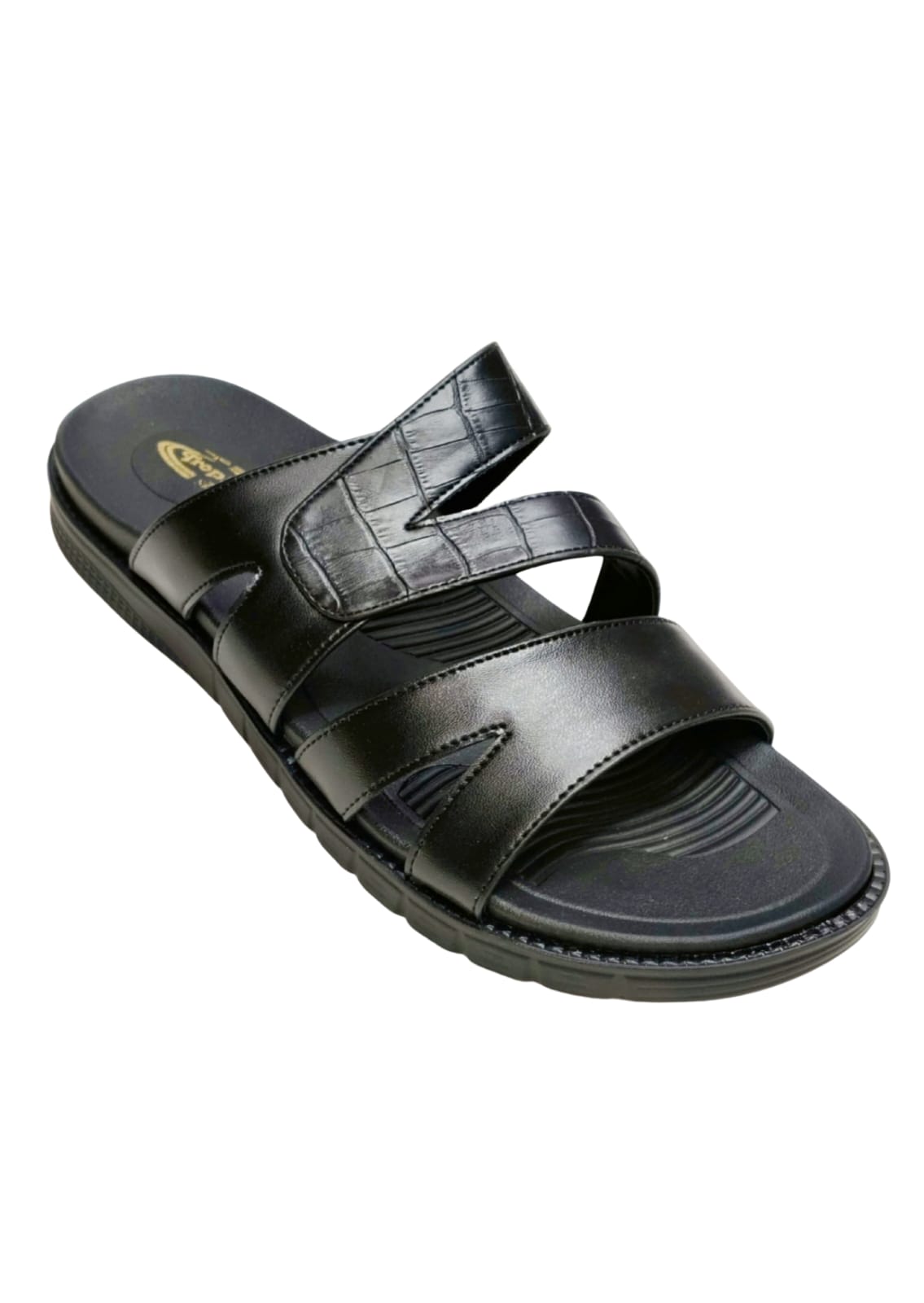 Men Black Double Belt Chappal