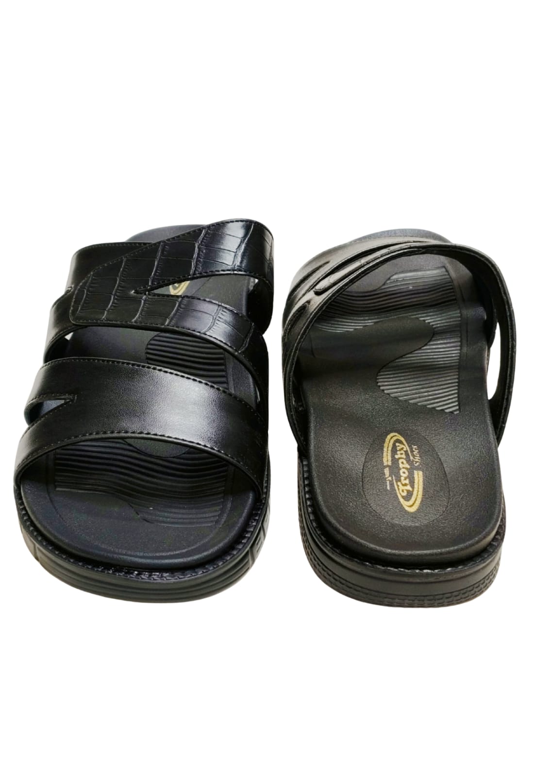 Men Black Double Belt Chappal