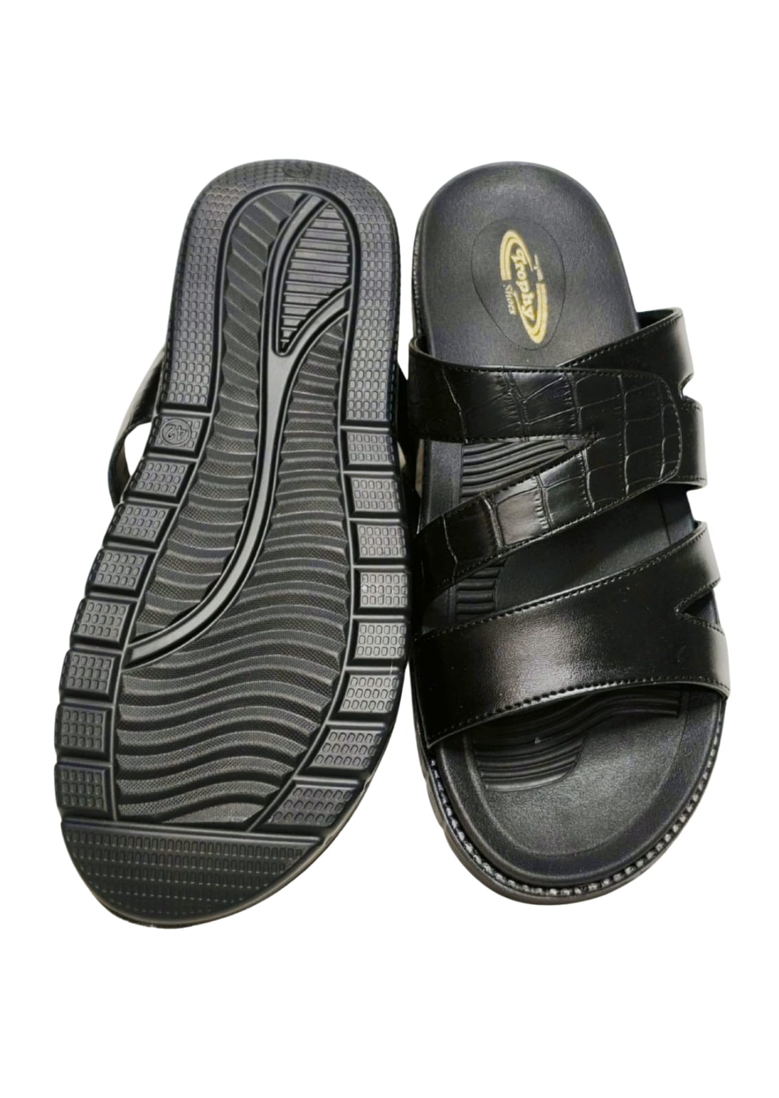 Men Black Double Belt Chappal