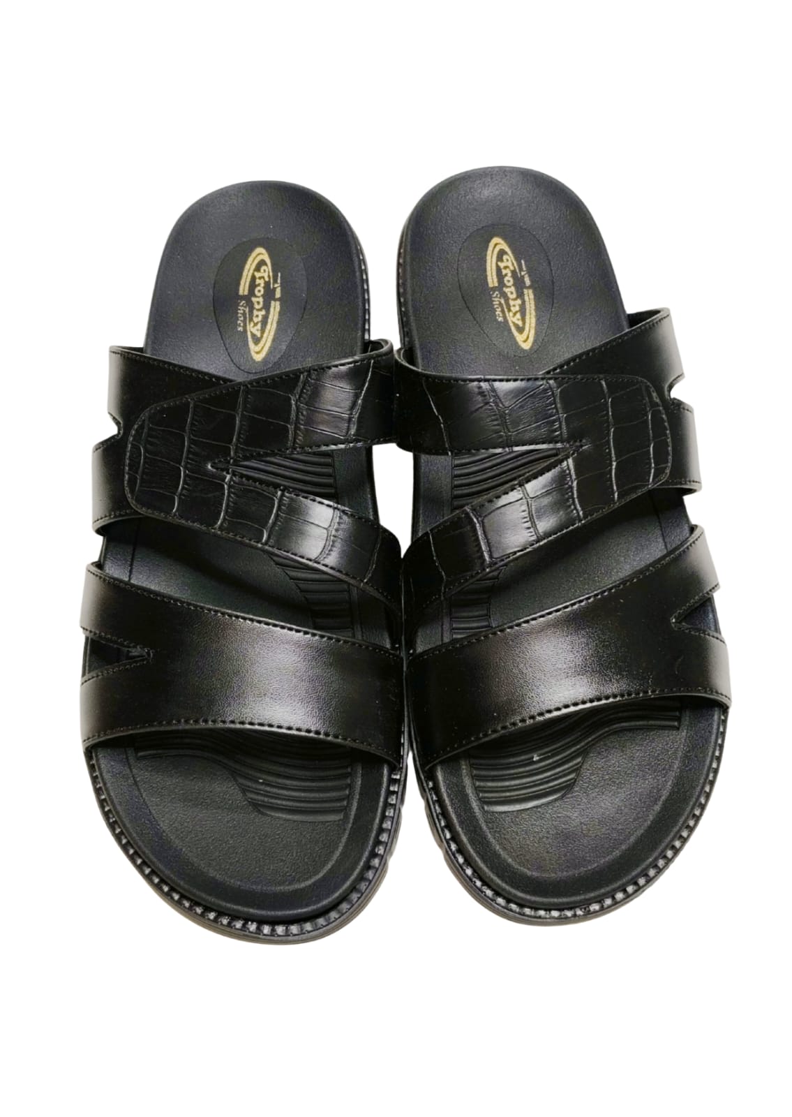 Men Black Double Belt Chappal