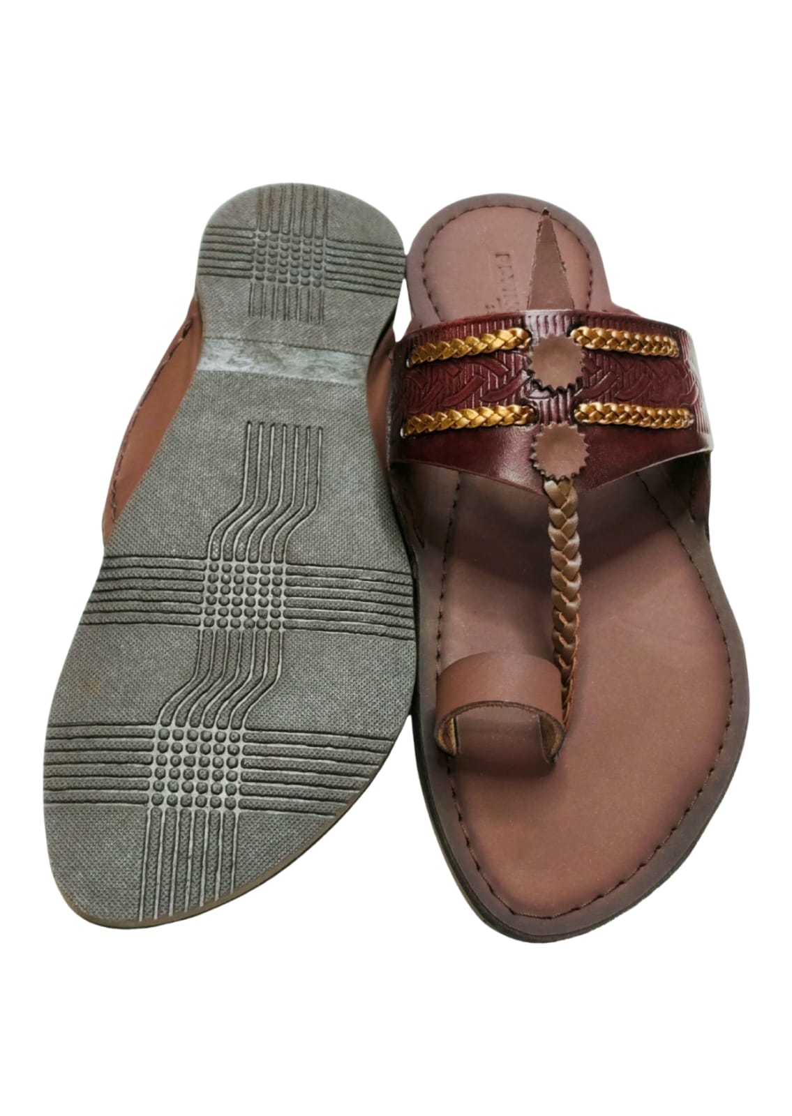 Men Wine Single Belt Kolhapuri