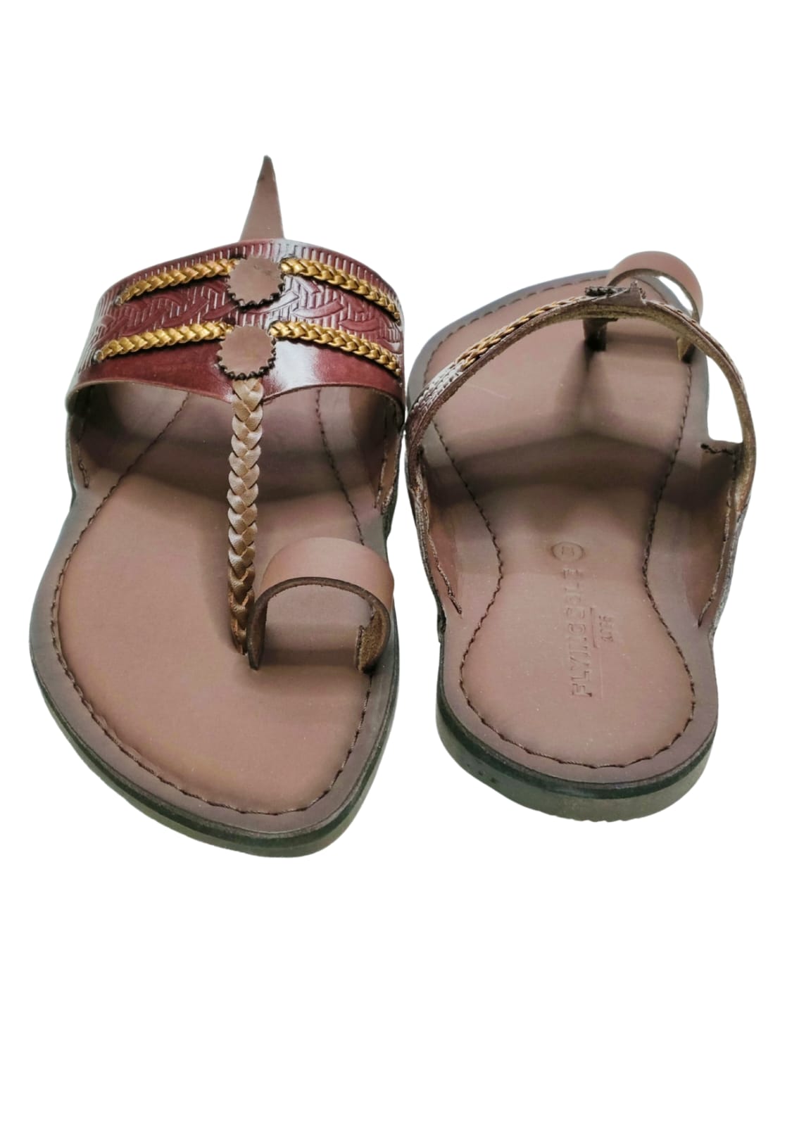 Men Wine Single Belt Kolhapuri