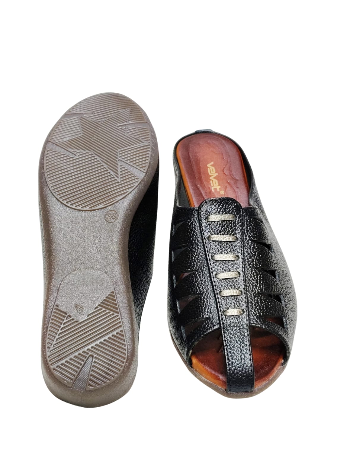 Women Black Leather Balley
