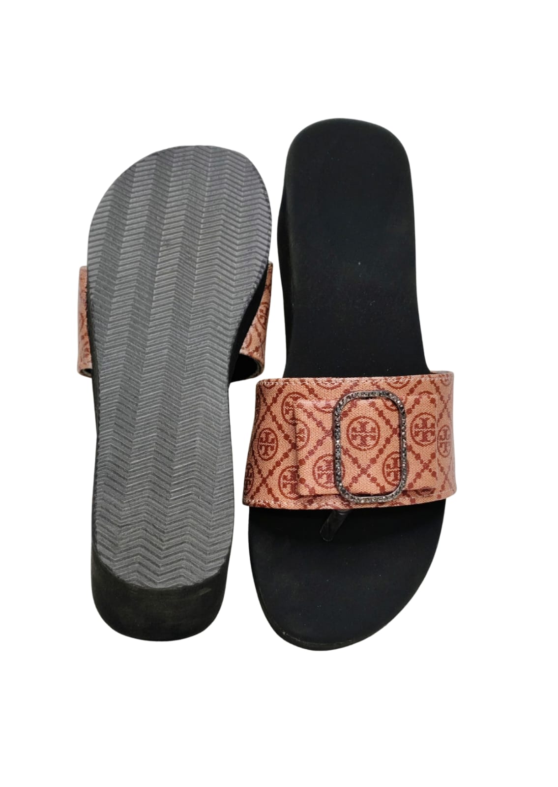 Women Peach Platform Heel Slip Ons