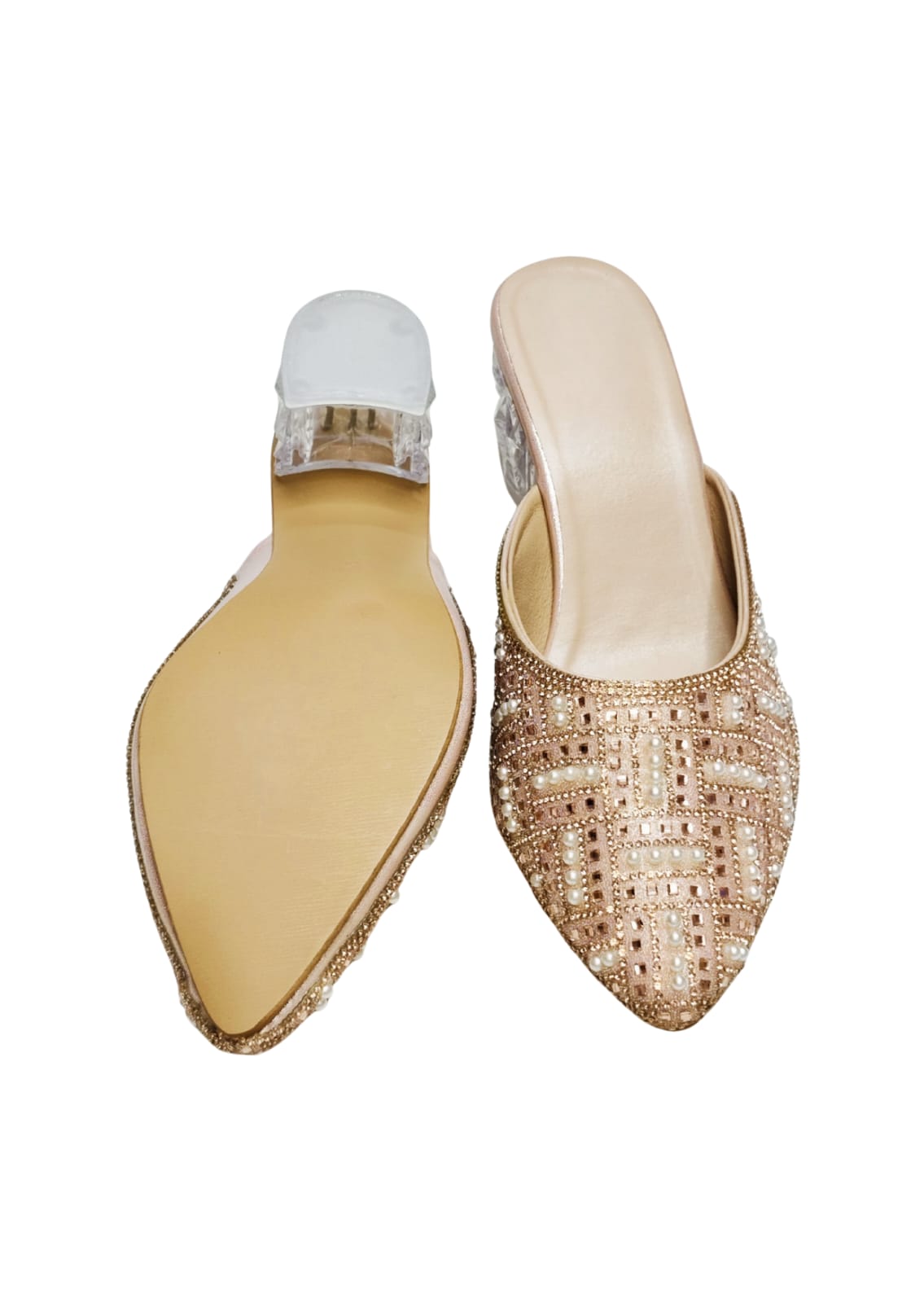 Women Pink Box Heel Balley