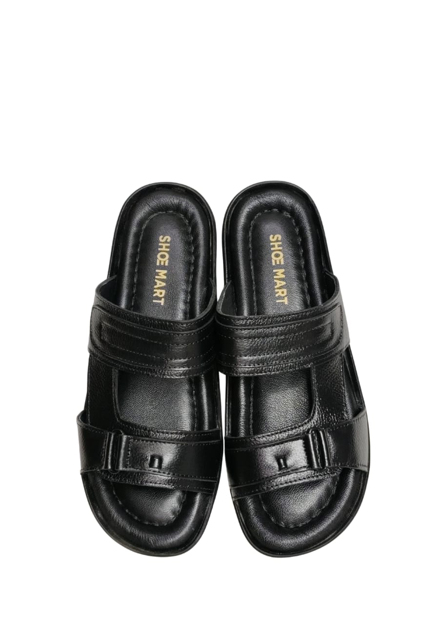 Men Black Shiny Chappal