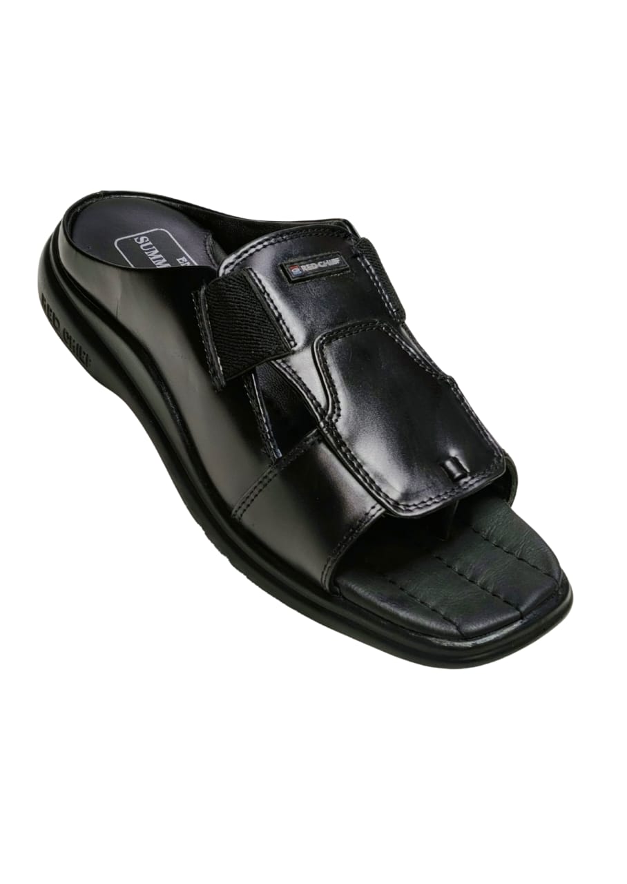 Men Black Leather Chappal