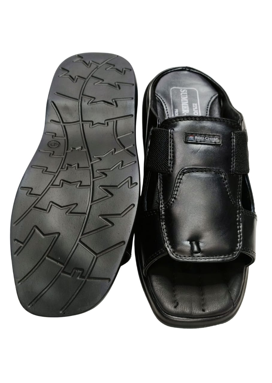 Men Black Leather Chappal