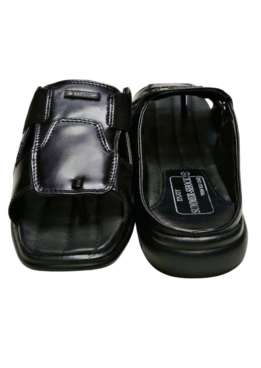 Men Black Leather Chappal