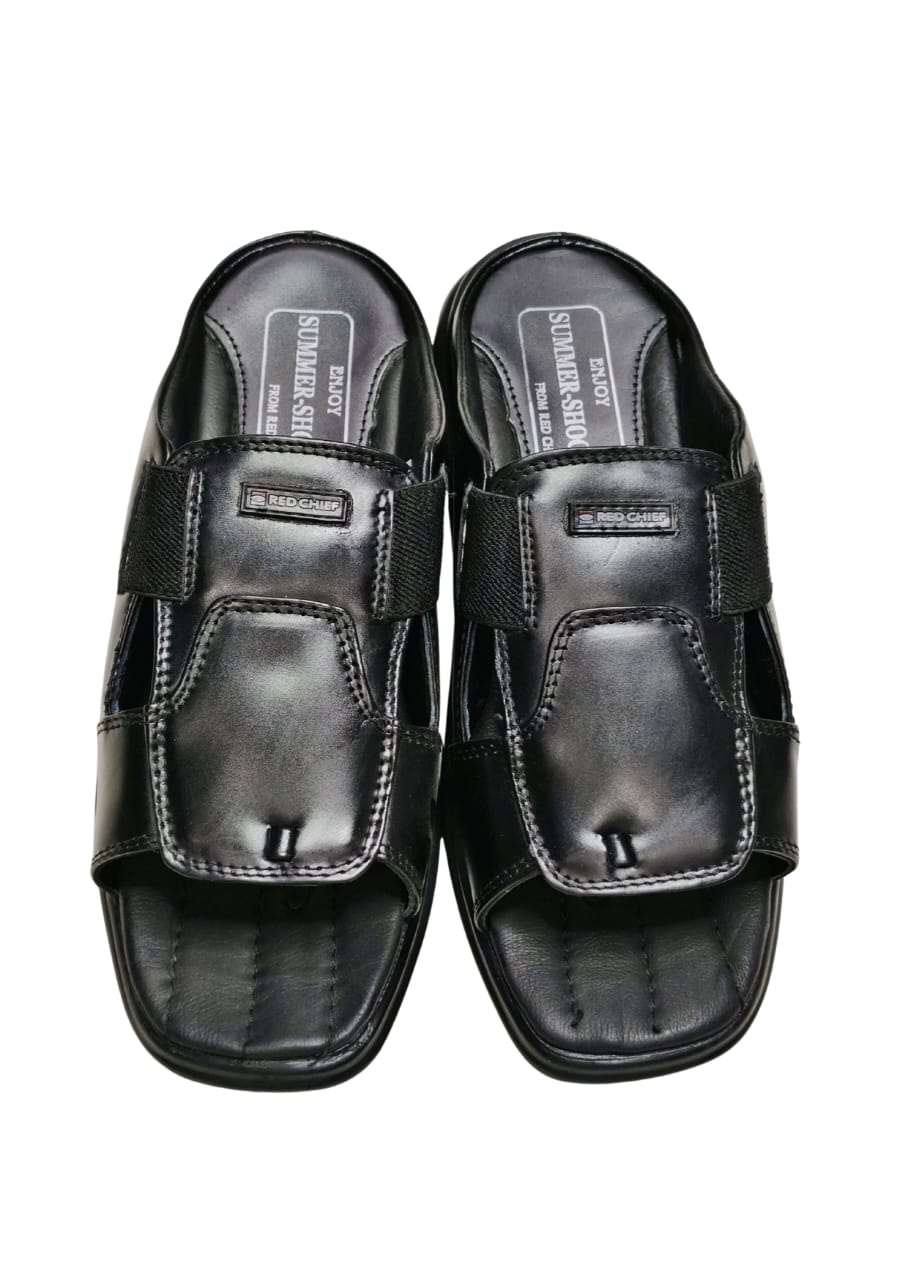 Men Black Leather Chappal