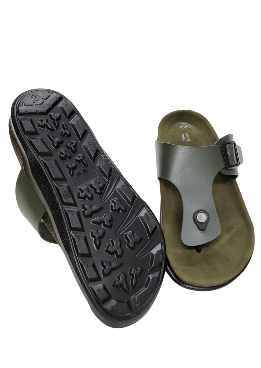 Men Olive Green Chappal